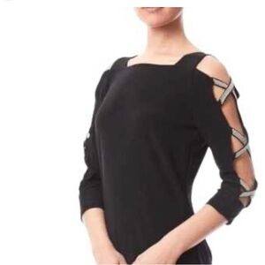 Joseph Ribkoff Black Top with Strap Accents